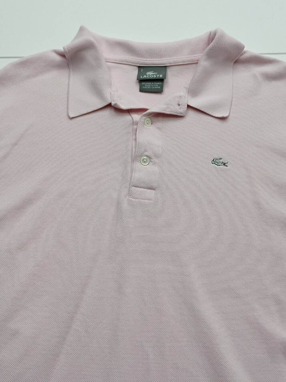 Lacoste Polo Shirt Mens 7 (XL) Light Pink Pique Cotton Classic Preppy Golf Casua - Picture 5 of 8
